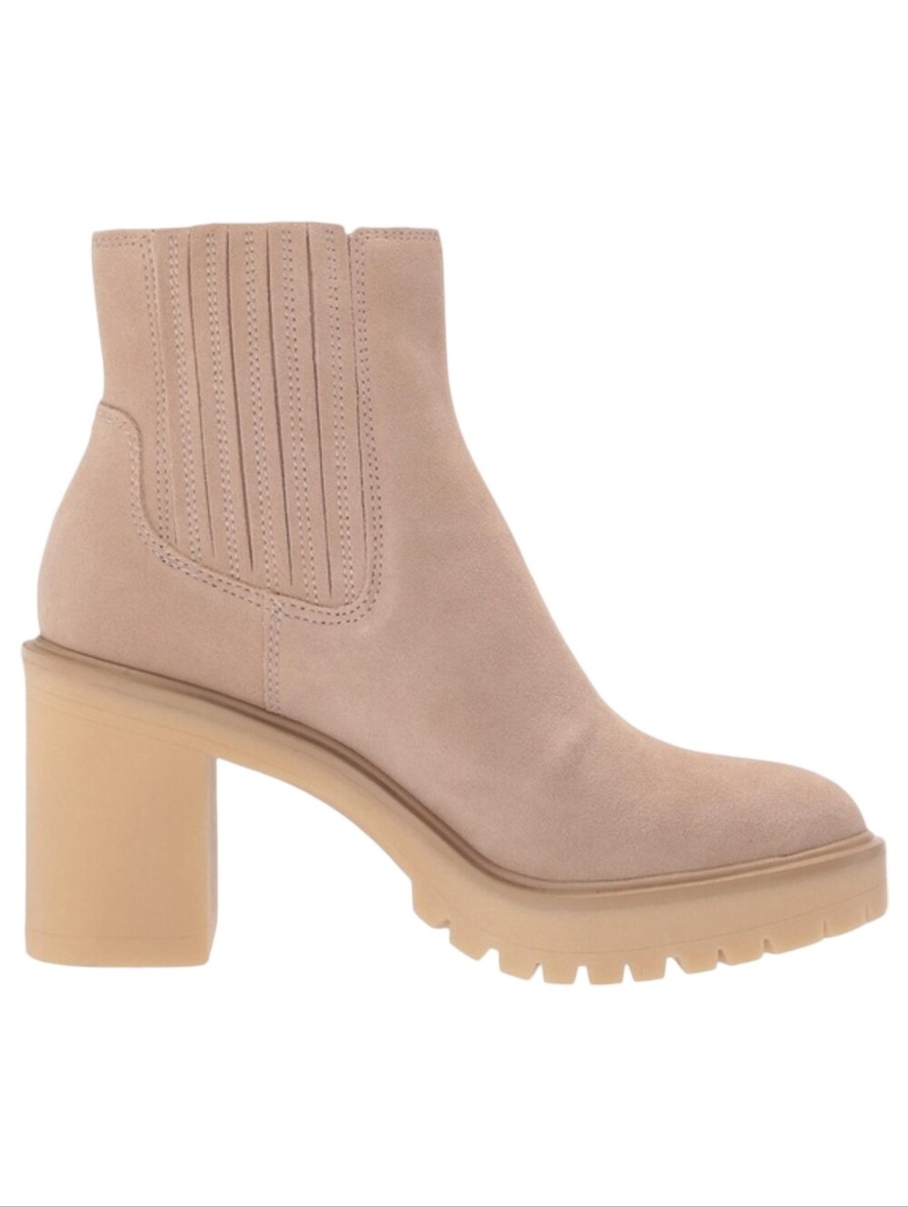 DB Dolce Vita Cream Faux Leather Platform Lug Sole Heeled Boots NEW